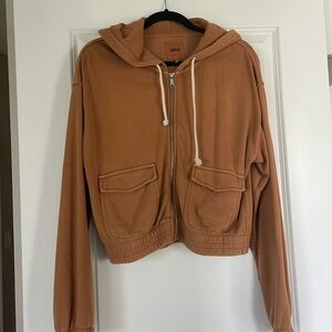 Burnt Orange Aerie Zip Up Hoodie
